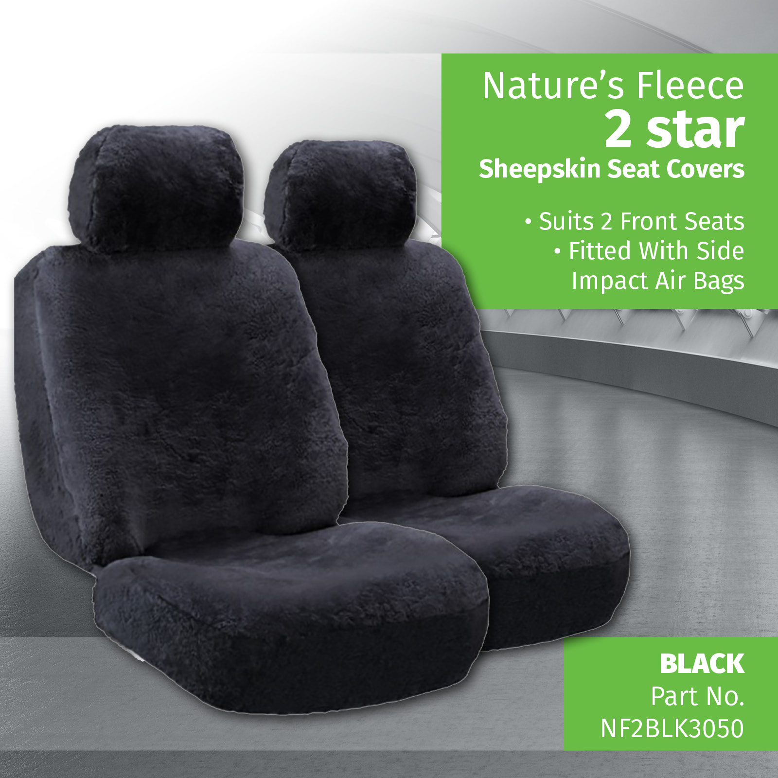 NATURE'SFLEECE SHEEPSKIN 2 STAR BLACK CAR SEAT COVER SIDE IMPACT AIRBAG 9320816019487 eBay